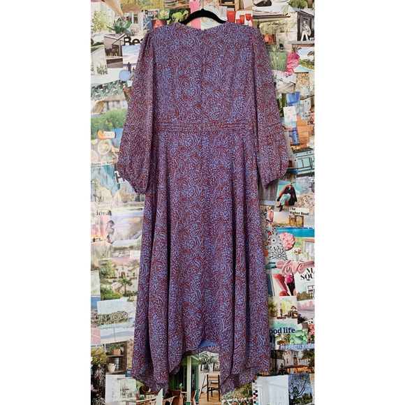 Blue and Red hush Keyhole Puff Sleeve Maxi Dress UK 14/US L - Picture 6 of 9